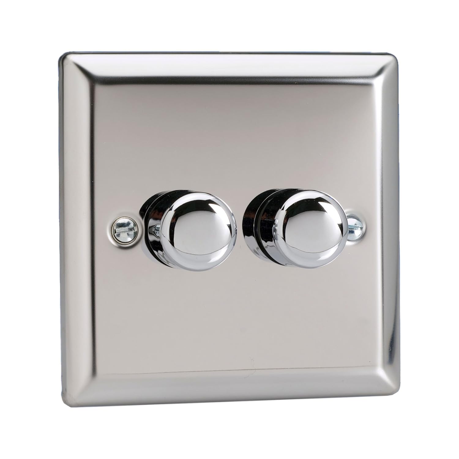 Varilight Classic Mirror Chrome 2 Gang 2-Way Dimmer JCP252 Light Switch