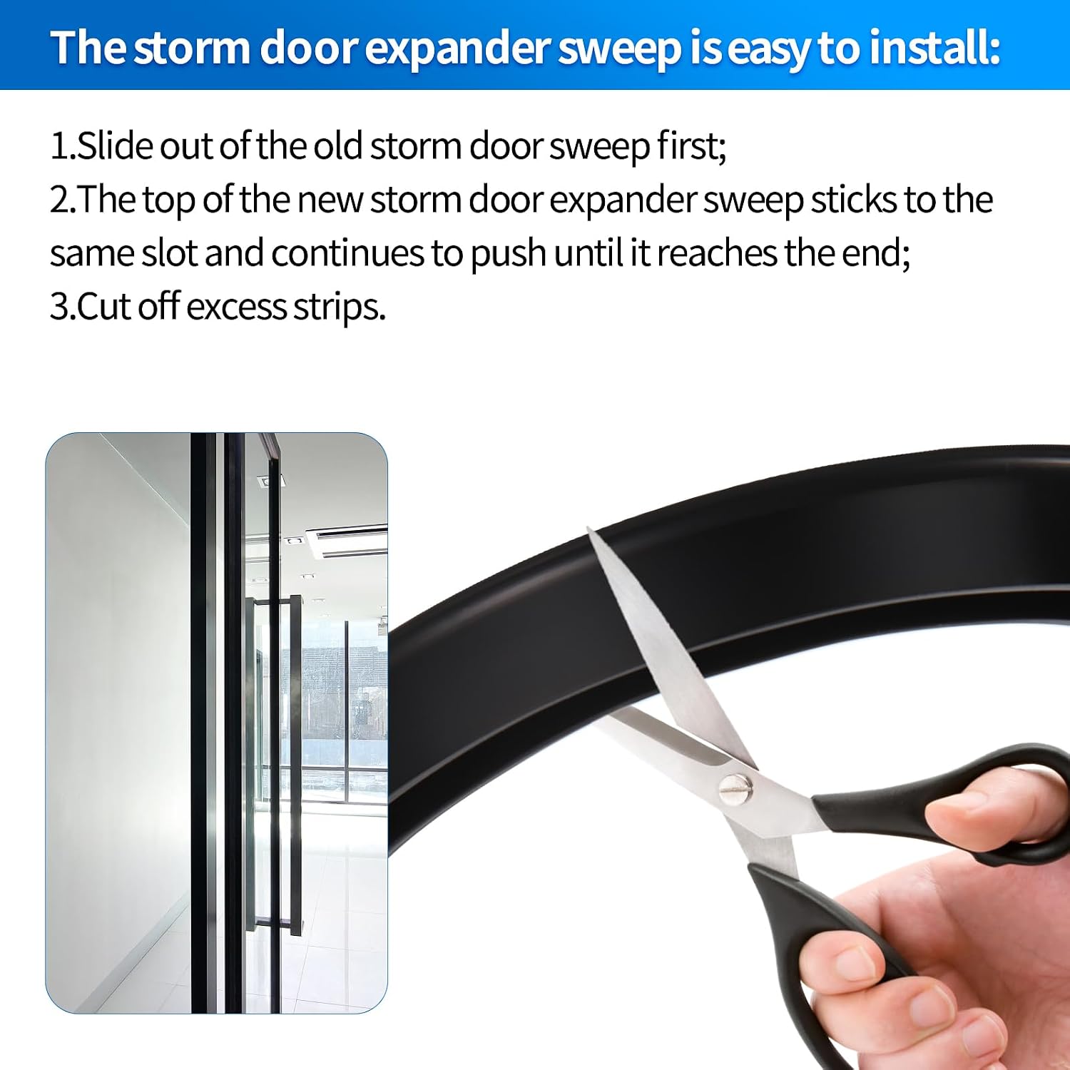 Storm Door Parts Sweep Replacement for Larson and Pella Storm Door Expander Sweep for Vinyl and Metal Doors Storm Door Seal Rubber Strip- 1 Pack (2 Pieces)