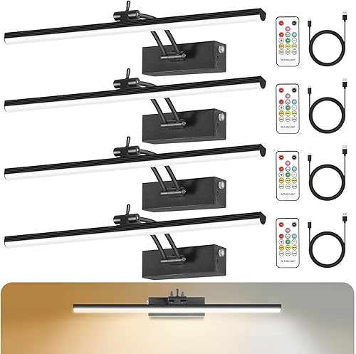 Miniatura 8 de Luz de imagen de 5200 mAh, luces de imagen recargables para pared, luz de arte metálica regulable con temporizador para pinturas, luz de pintura