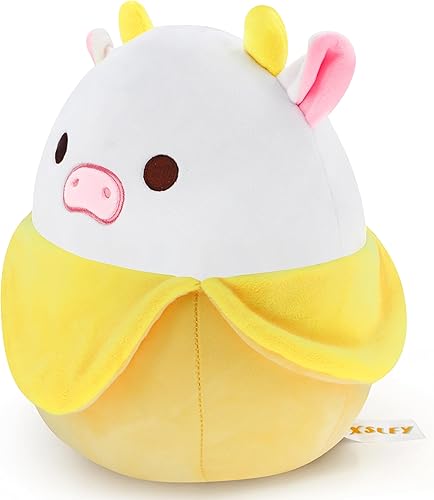 Miniatura 3 de Juguete de peluche de vaca de plátano, peluche suave de vaca de plátano de 10.7 pulgadas, lindos animales de peluche de vaca de plátano, almohada