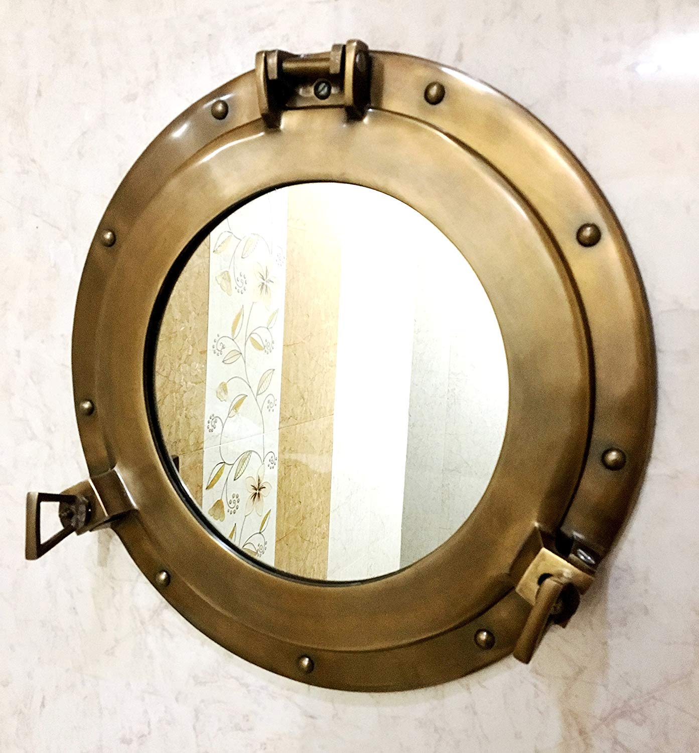 Hublot Nautique Ancien Finition Laiton - Décoration Maritime Vintage Fait Main - Style Civil Guerre