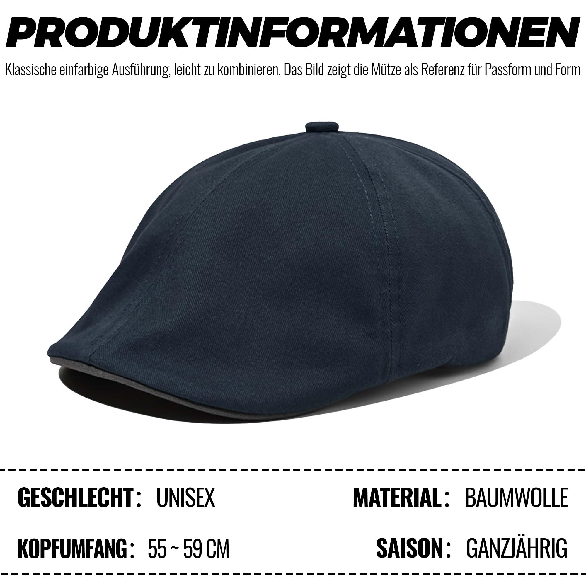 CLAPE Sommer Schiebermütze Leicht Unisex Flat Cap Verstellbar Vintage Newsboy Cap für Outdoor Reisen