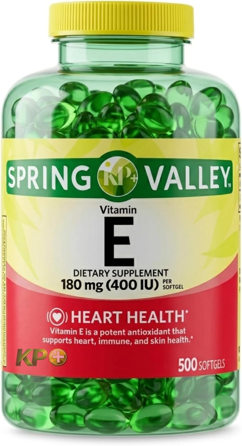 KP+ Vitamin E 180 mg (400 IU) | Heart & Immune Health | 500 Softgels | Gluten Free Dietary Supplement