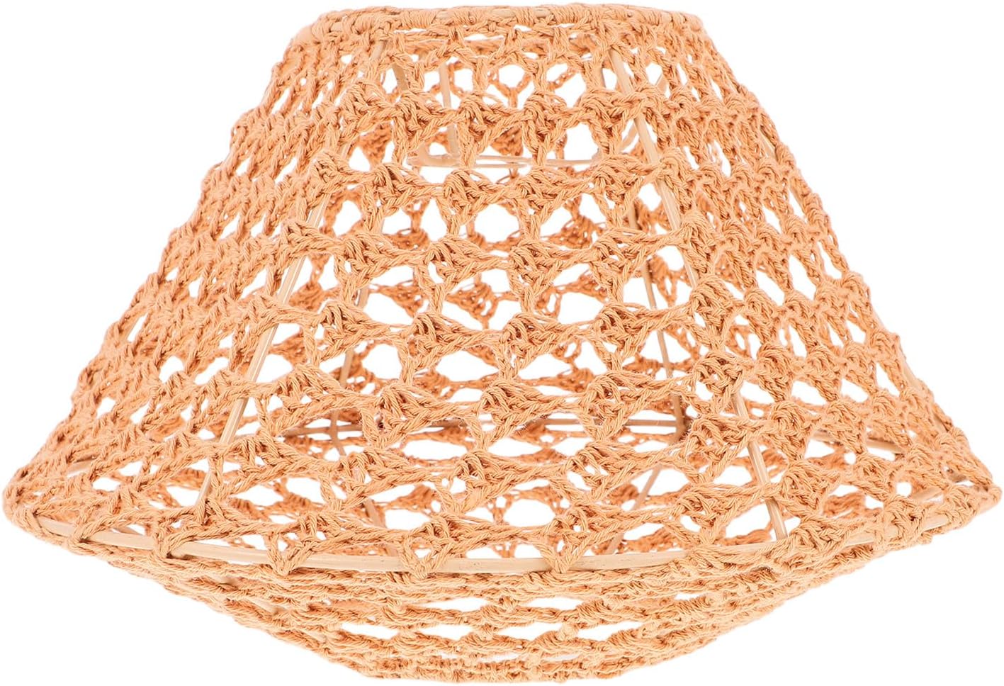 BESPORTBLE Bohemian Woven Cotton Rope Pendant Lampshade, Brown Decorative Light Shade for Indoor Ceiling Lamp, Rustic Boho Style Lamp Cover for Home, Tea Room, and Hotel Decor