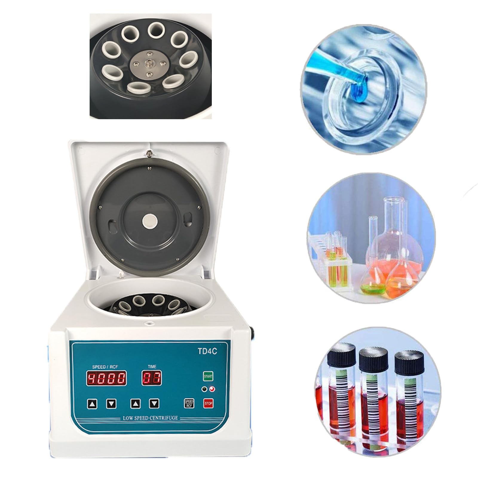 Centrifuga Professionale per Laboratorio E Clinica Prp, Centrifuga per Prp, Adatta per La Maggior Parte Delle Provette Prp - Rotore a 8 Posti per Provette Da 10 Ml E 15 Ml - Velocità 0-4000 Giri/Min