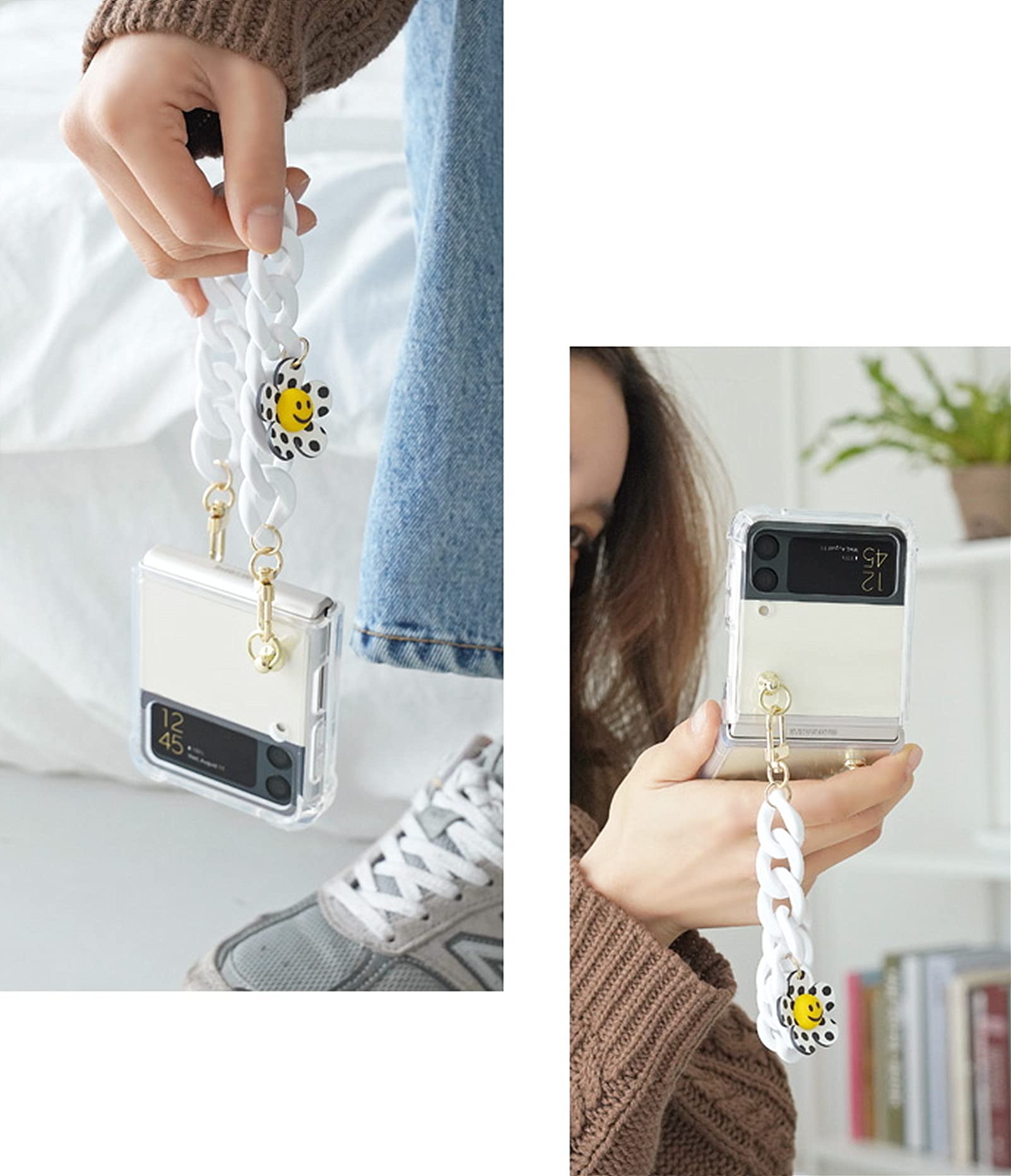 Amazon.co.jp: 4種類 可愛い モダン カラーチェーン スマイルフラワー
