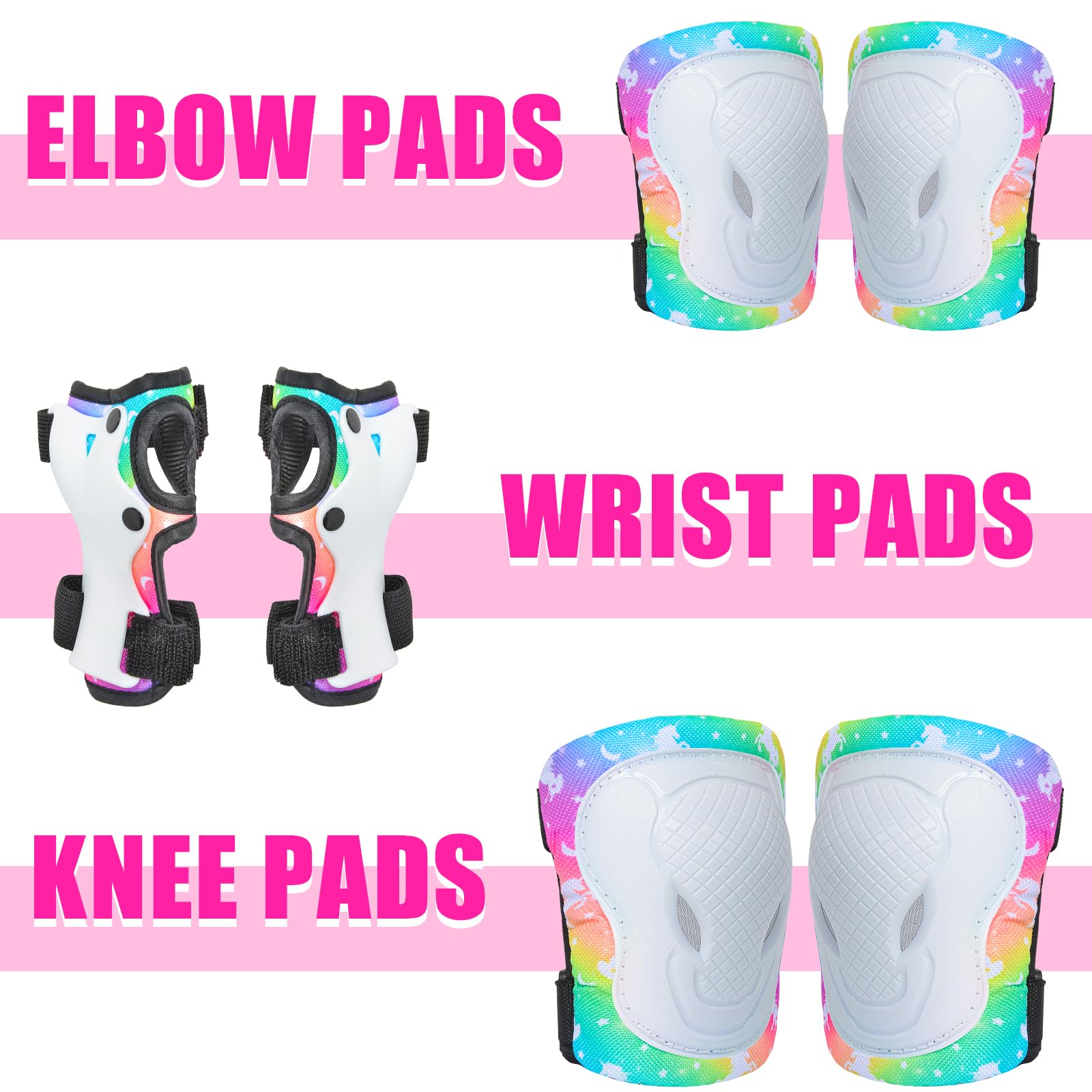 Protection Roller Enfant Fille, Protections pour Patins a Roues Alignées pour Enfants, Sacs a Cordon pour Patins a roulettes, Vélos, Trottinettes, Draisiennes