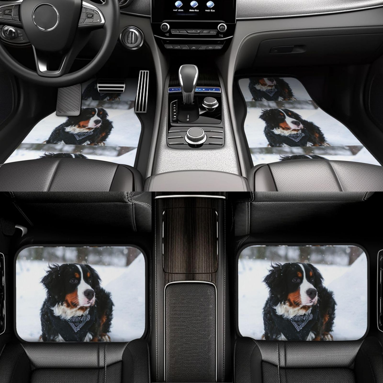 Berner Sennenhund Schneefall, 4er-Set Auto-Fußmatten, Neopren-Fußmatten für Fahrzeuge, rutschfeste Auto-Fußmatten, Autozubehör