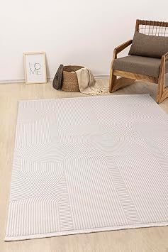 Farahan Beyaz Geometrik Tozumaz Salon Koridor Balkon Teras Bah e Oturma Odas  Hal s  A0861A, 60 x 100