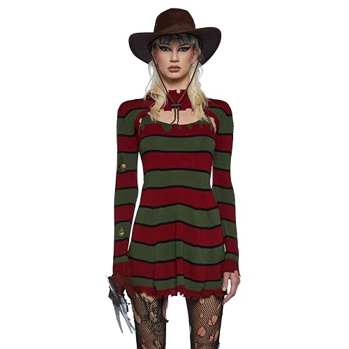 Dolls Kill Striped Slasher Costume - Scary Freddy Street Outfit by Trickz N' Treatz Large - Large
