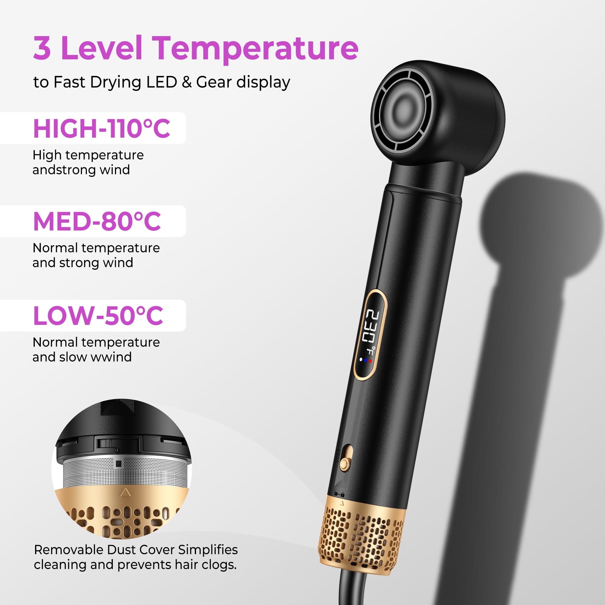 Hairstyler Multistyler 1000 W 5 w 1 lokówka do włosów, lokówka i prostownica do włosów, 3 poziomy temperatury dla objętości, prostowania, lokowania i stylizacji włosów