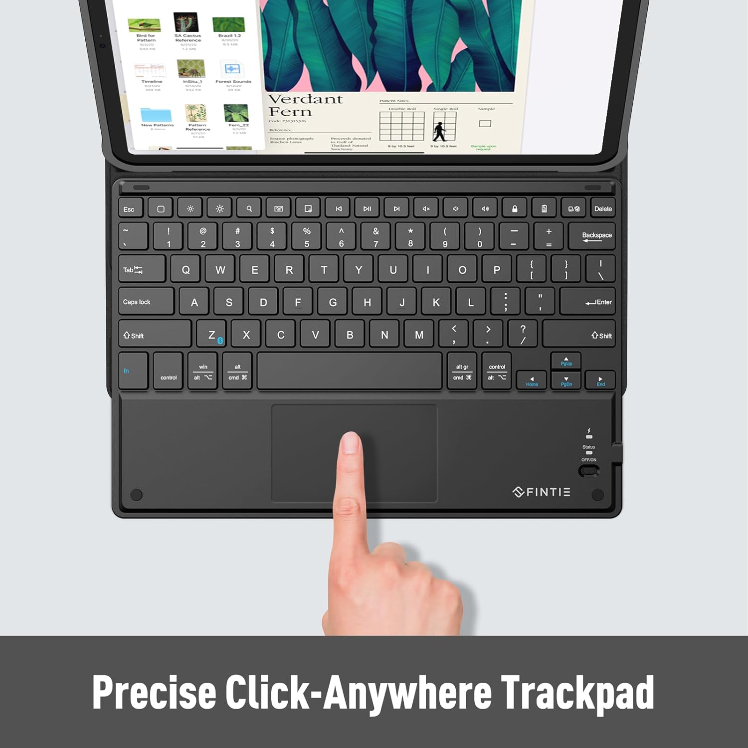 FINTIE Ultrathin 4mm Wireless Bluetooth Keyboard with Built-in Multi-Touch Touchpad for iPad, iPhone, Samsung Galaxy, Nexus, Microsoft Surface, HP and Other Bluetooth Devices [Retail Packaging]