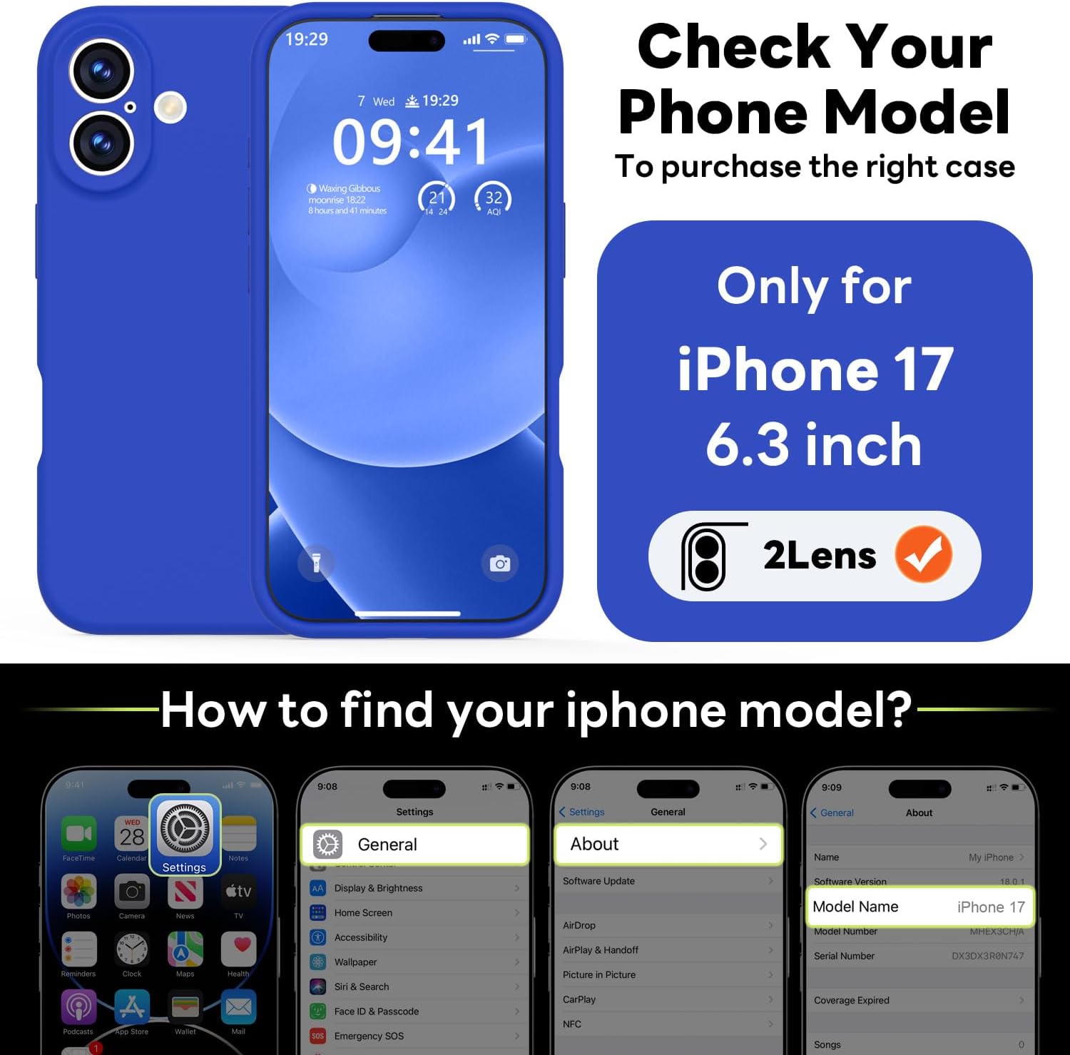 Vooii Magnetic for iPhone 17 Case, Compatible with Magsafe (Premium Liquid Silicone) (Integrated Camera Control Button) Full Body Protective Anti-Scratch Microfiber Lining 6.3", Klein Blue - Image 2