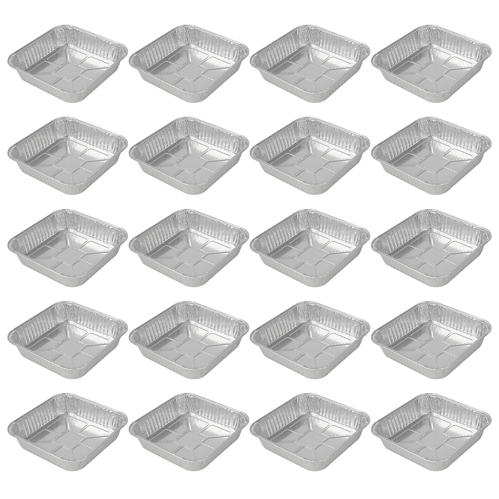 Kfwfuaee 20 Pack Stackable Foil Tray Square Baking Containers Air Fryer Liner Accessories For Oven