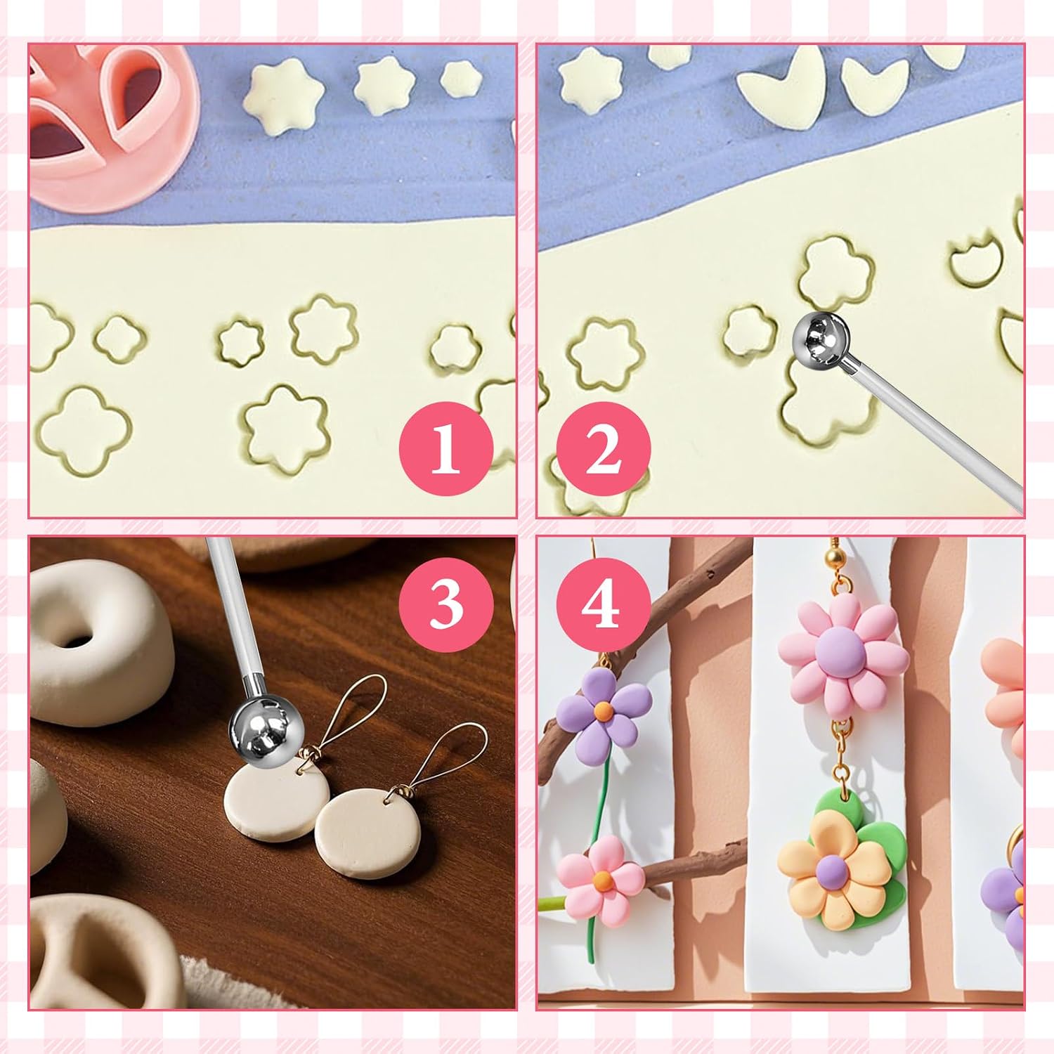 JJUNW 10 Pcs Mini Polymer Clay Cutters, Floral Leaf Shapes Polymer Clay Molds Polymer Clay Earring Cutters, Polymer Clay Kit for DIY Tools Jewelry Earrings Making