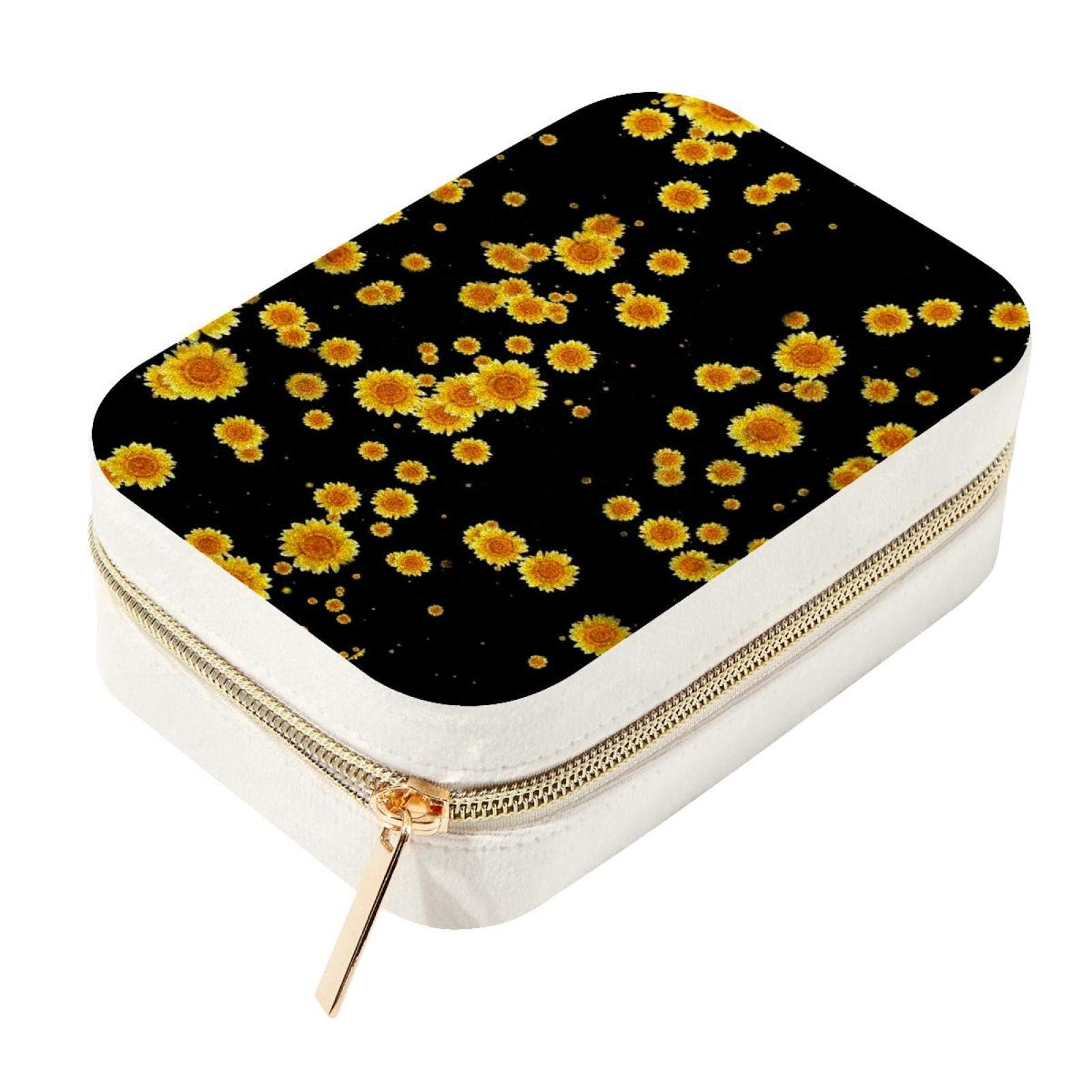 Boîte à bijoux tournesol en velours doux pour vos week-ends et vacances