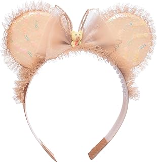 Daphane Headband with Bunny Ears and Bow - Camel