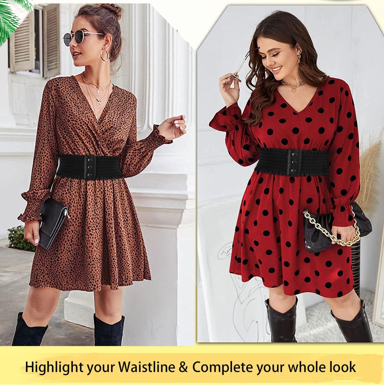 ALAIX Women's Wide Belt Stretchy Dress Belts Elastic Snap-Button Corset Belts for Women Waist Belt Waistband - Image 7