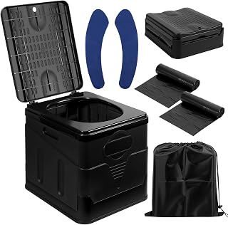 Zorplex Tragbare Campingtoilette Set, Faltbares Outdoor WC mit 25L Fassungsvermögen, 24 Müllbeuteln, Transporttasche & Sitzpolster, Mobile Trenntoilette für Camping, Wohnmobil und Reisen