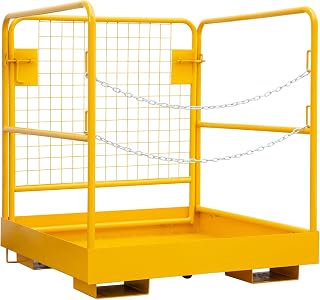 Forklift Safety Cage 36"x36", 1200lbs Capacity Forklift Man Basket, Heavy Duty Steel Forklift Basket Man Platform with 2 Chain, Perfect for Aerial Work
