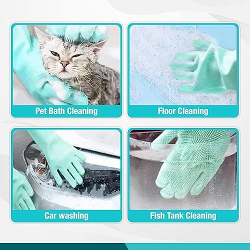 Miniatura 3 de Guantes de lavado para perros con depuradores de cerdas, guantes de silicona reutilizables, ideales para limpiezabaño de mascotasmasajes y aseo.