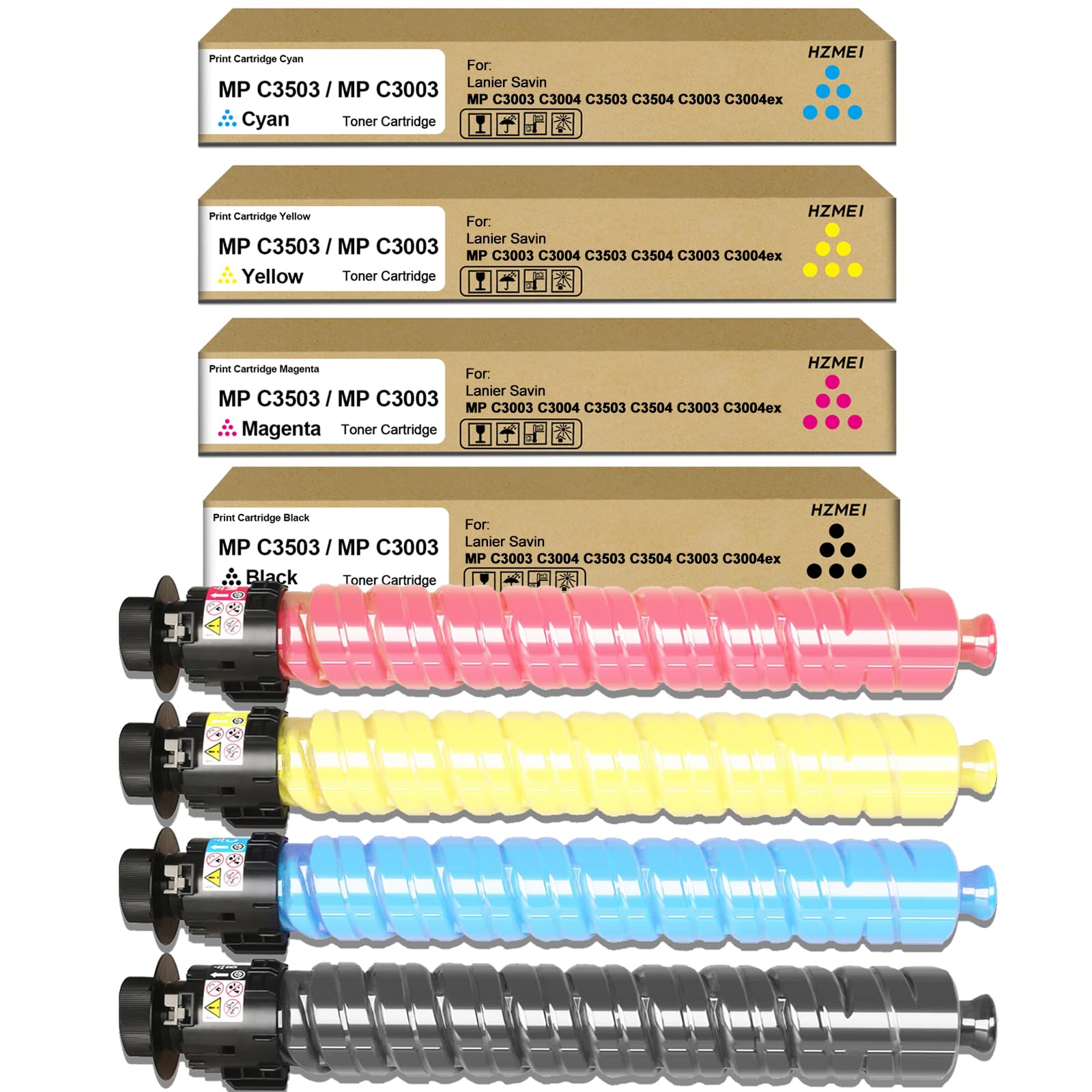HZMEI MP C3003 MP C3503 Toner Cartridge 841813 841816 841815 841814 MPC3503 MPC3003 Toner Replacement for Ricoh Lanier Savin MP C3003 C3004 C3503
