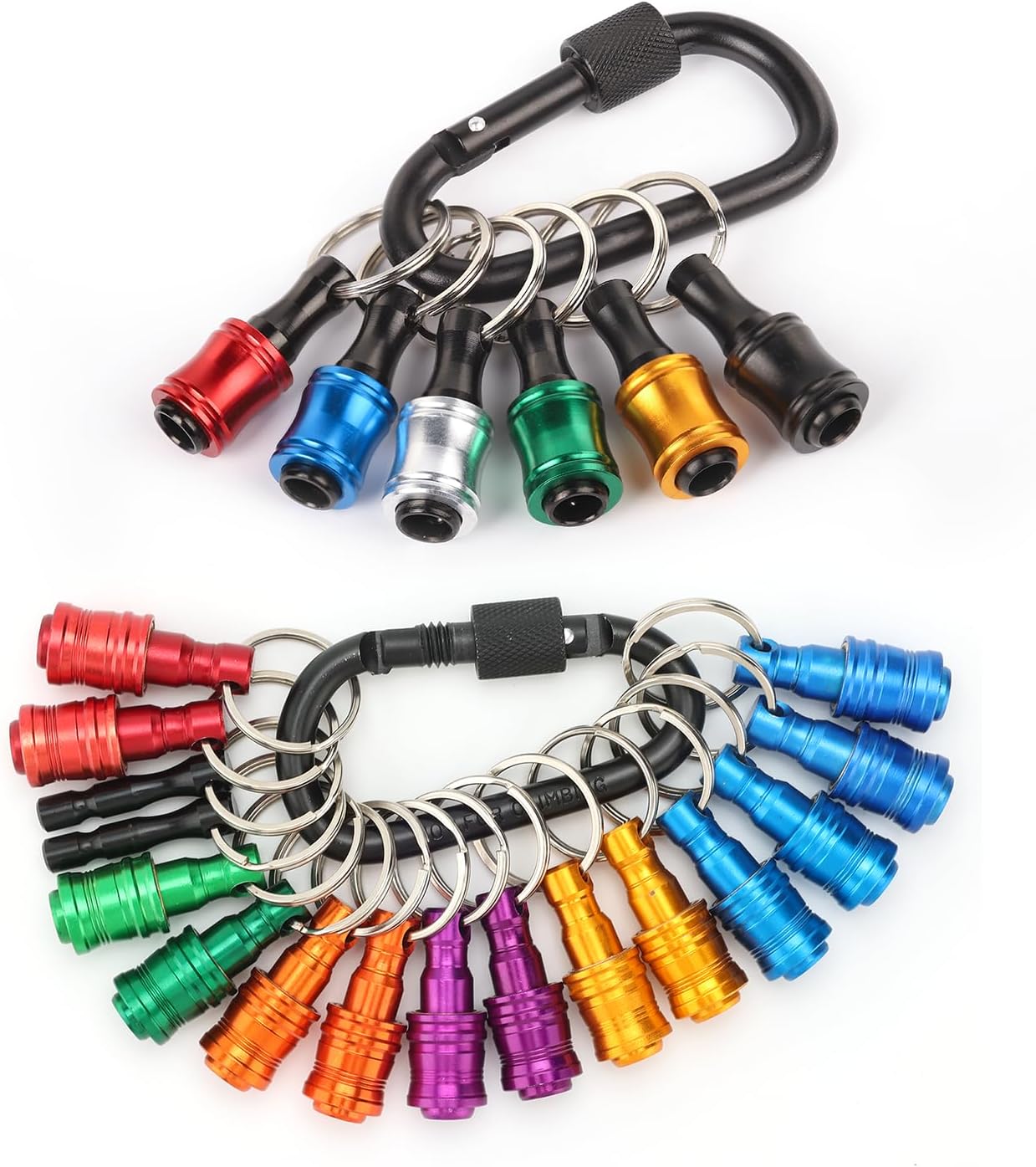 Katerk Portable Bit Holder Keychain, 17 pcs and 6pcs 1/4 inch Hex Shank Screwdriver Bits