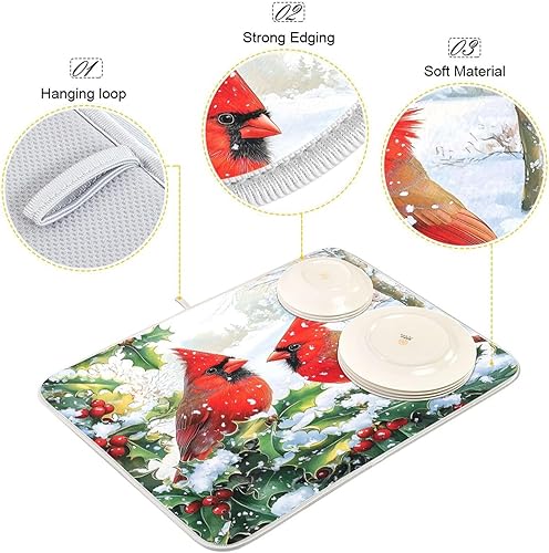 Vista 122 de Tapete de secado de platos de mariposas botánicas para encimera de cocina, almohadilla de secado de microfibra absorbente, grande, 18 x 24 pulgadas