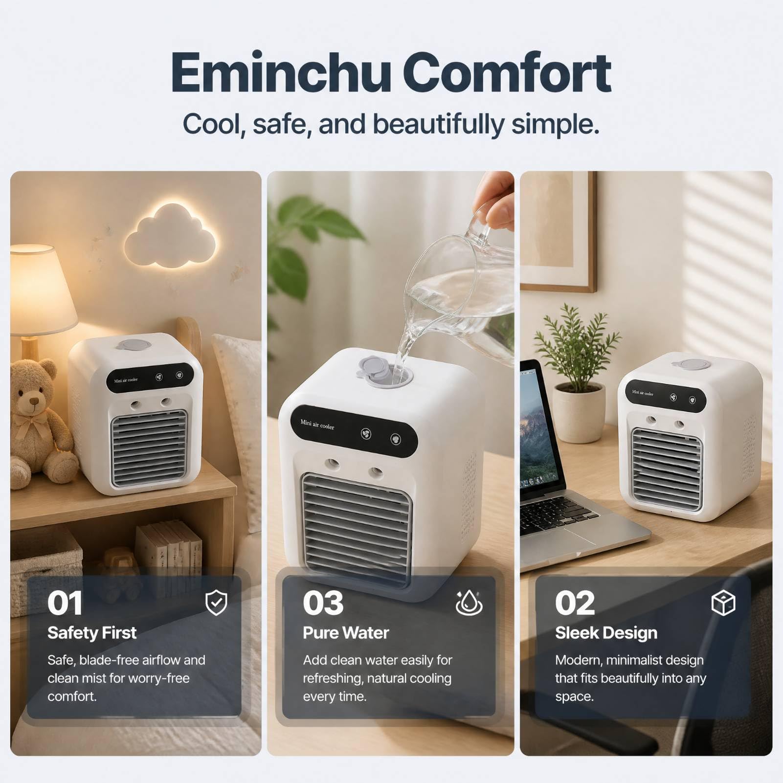 Condizionatore Portatile Raffreddamento Efficiente Design Compatto per Casa, Ufficio, Viaggi, Campeggio, Serbatoio Dell'acqua da 500 Ml, Ventola CA per Piccole Stanze