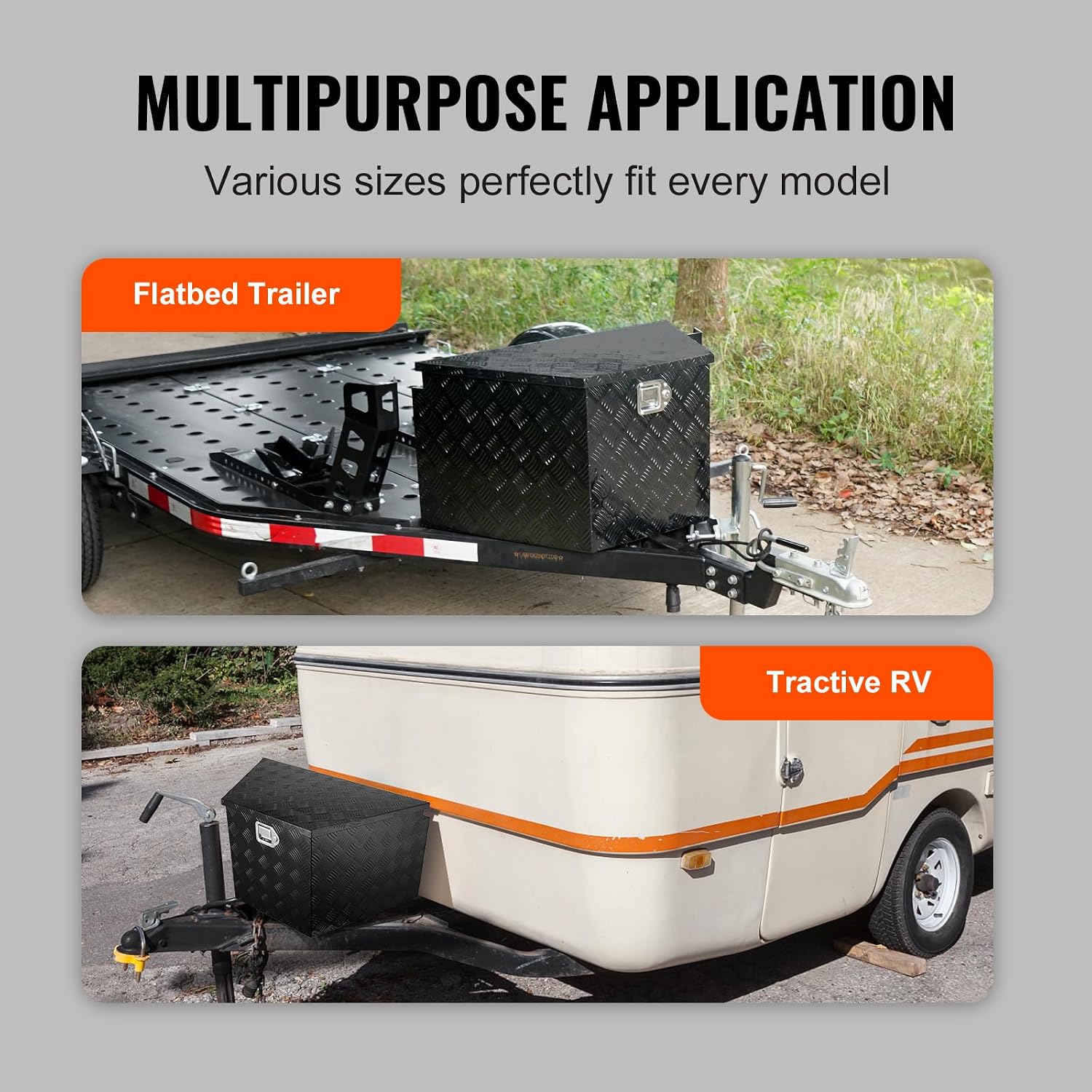 VEVOR Heavy Duty Aluminum Truck Bed Tool Box Diamond Plate Tool 