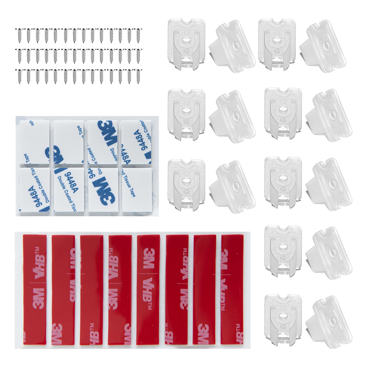 Clips en PVC stables pour barre LED : 48 supports muraux résistants avec vis