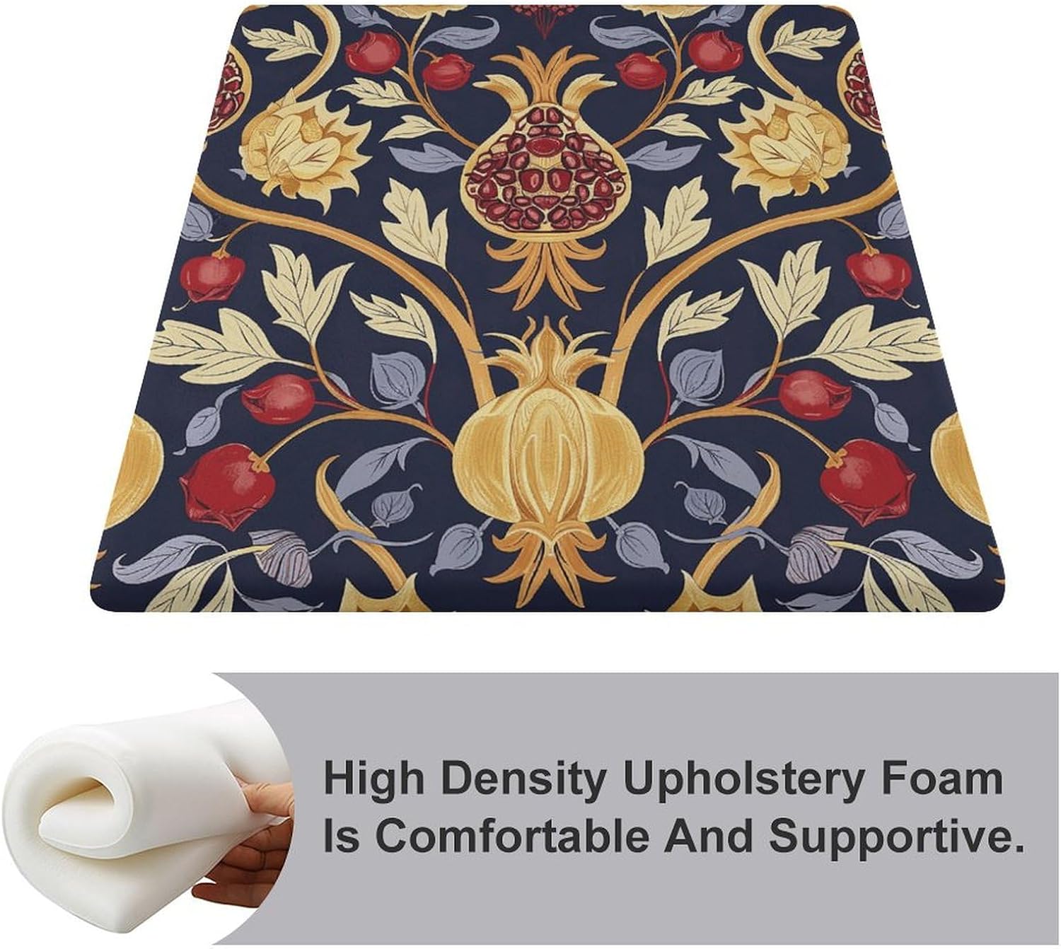 Hand Drawn Pomegranate Degrees of Comfort Meditation Floor Pillow, Square Large Pillows Seating for Adults, Tufted Corduroy Cushions for Outdoor Yoga Tatami Fireplace Living Room 15x15 Inch