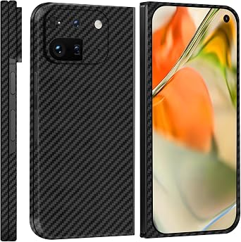 Slim 1500D Carbon Fiber Case for Google Pixel 9 Pro Fold | Thin, Aramid Fiber Cover for Men and Women, Supports Wireless Charging, Matte Black
