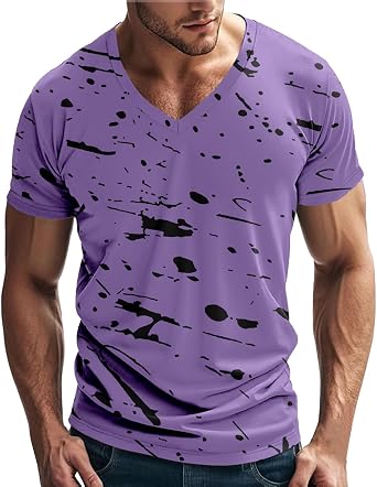 Tshirts Men UK Tie Dye Graphic Print T-Shirts Casual Loose Trendy Comfortable Sports V Neck Short Sleeve T Shirt Breathable Workout Shirts Training Bodybuilding Gym Tee Tops Sale Clearance