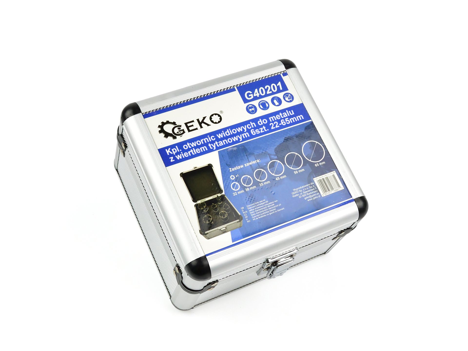 Set di 6 seghe a tazza in metallo duro, diametro 22 – 65 mm, con punta in titanio G201