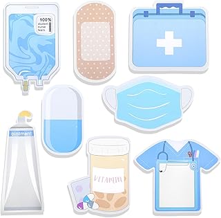 8 Pack Mini Nurse Sticky Notes Funny Medical Themed Self-Stick Notepads for Nursing Doctors and Hospital Staff Appreciation Presents Compact and Convenient for On-The-Go Note Taking