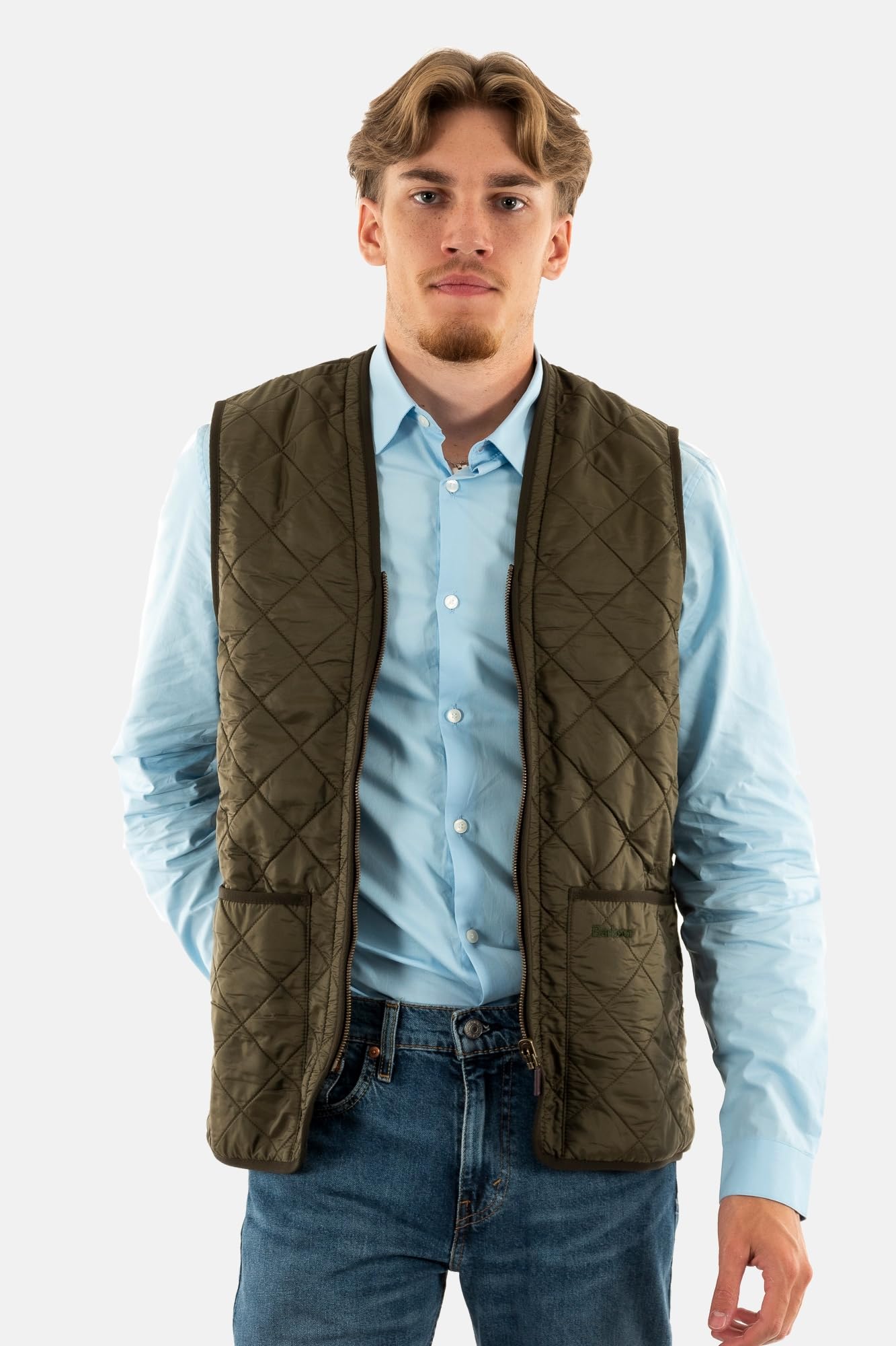 Barbour Gilet Trapuntato Uomo Verde con Zip MLI0002OL91 Verde