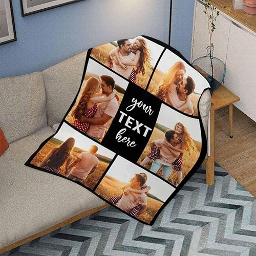 Miniatura 3 de Manta personalizada con collage de fotos de texto para regalos de parejas, manta de fotos personalizada con tus propias fotos, Navidad, cumpleaños,
