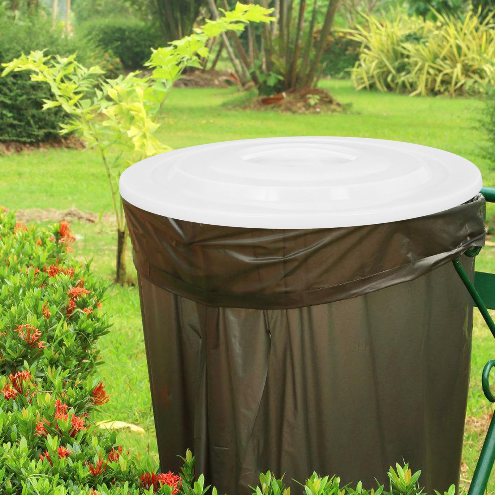 Coperchio Pulizia e Cm della da per Bidone in 40 Spazzatura Abs Installazione Bianco, Facile Contenitori Giardino e Uso Domestico