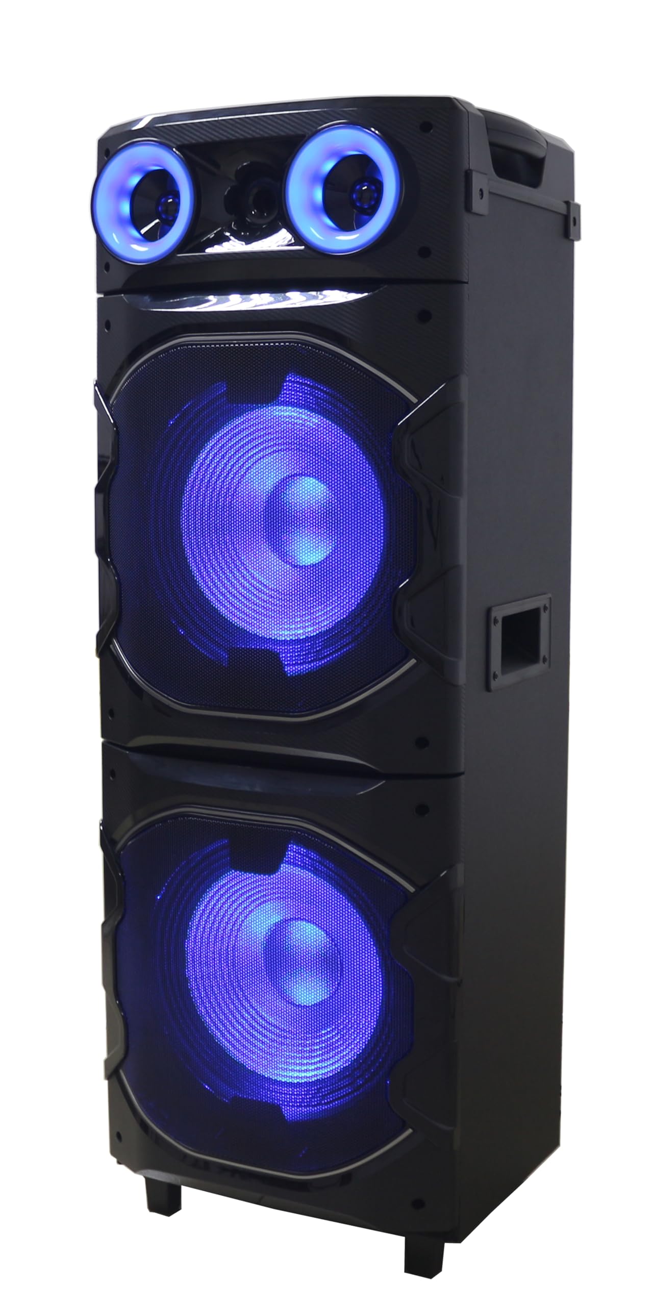 Jumbo PS25BT Party Speaker Bluetooth 5.3 con luce, funzione karaoke e microfono – Altoparlante portatile TWS 1200 W con LED da discoteca, USB, AUX, radio FM e ruote per eventi e attività all'aperto