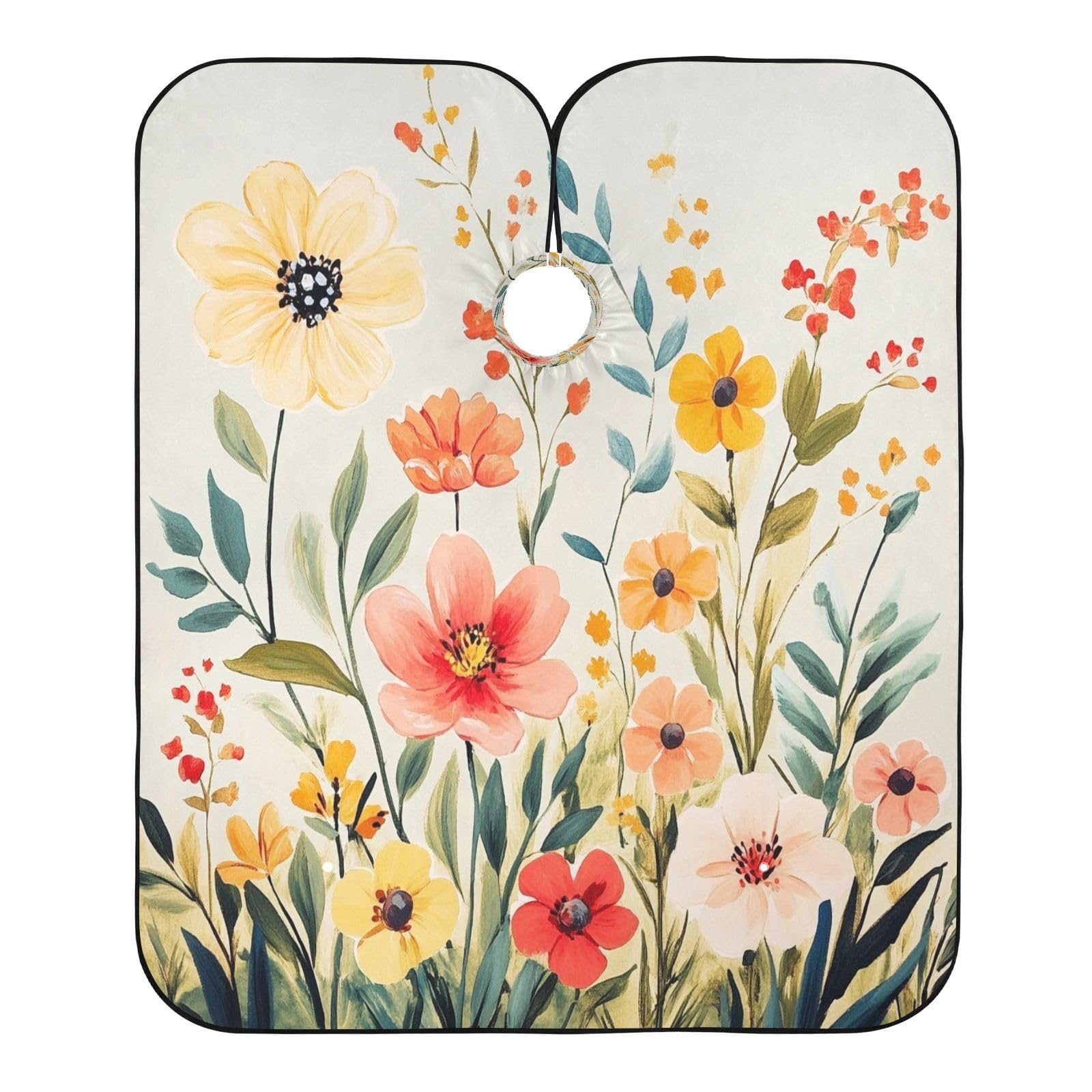 Kigai Colorful Flowers Hair Cutting Cape for Men & Women Waterproof Barber Cape Professional Hairdressing Salon Styling Apron with Adjustable Closure Snap