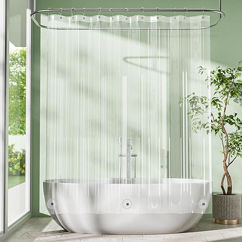 Miniatura 15 de Amazer Forro de cortina de ducha extra largo, 72 x 96 pulgadas, forro de ducha de plástico transparente PEVA, impermeable, peso medio, cortinas de