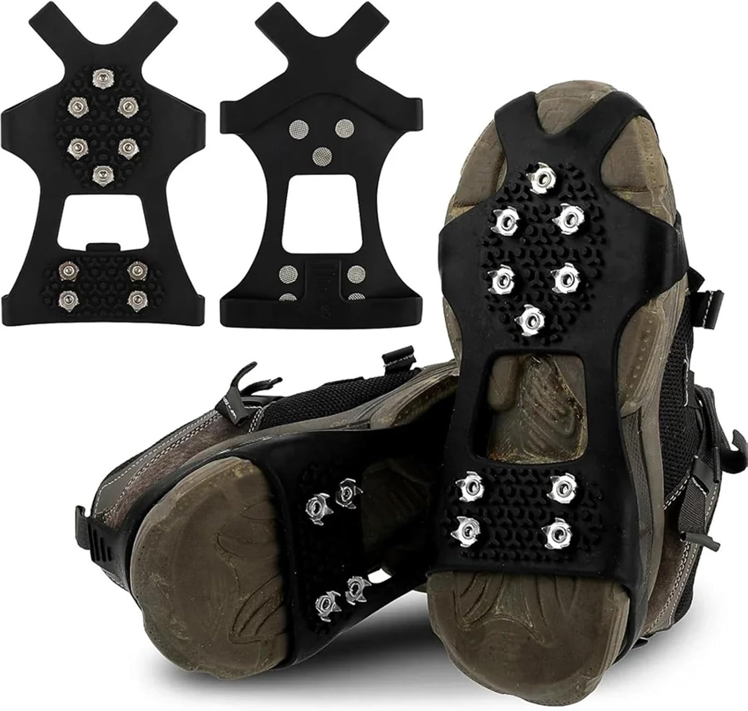 Snow Cleats for Shoes 4 Pair Ice Grippers Traction Cleats Wet and Slippery Surfaces,Floor Walking Rubber Spikes Enhanced for Snow and