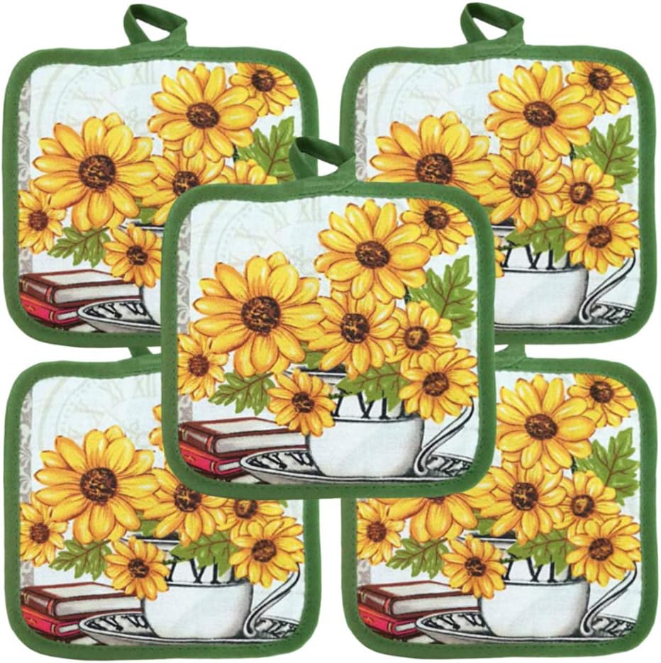 American Linen Bulk Potholders 10 Pack Everyday Quality 6.5" Square Sunflower