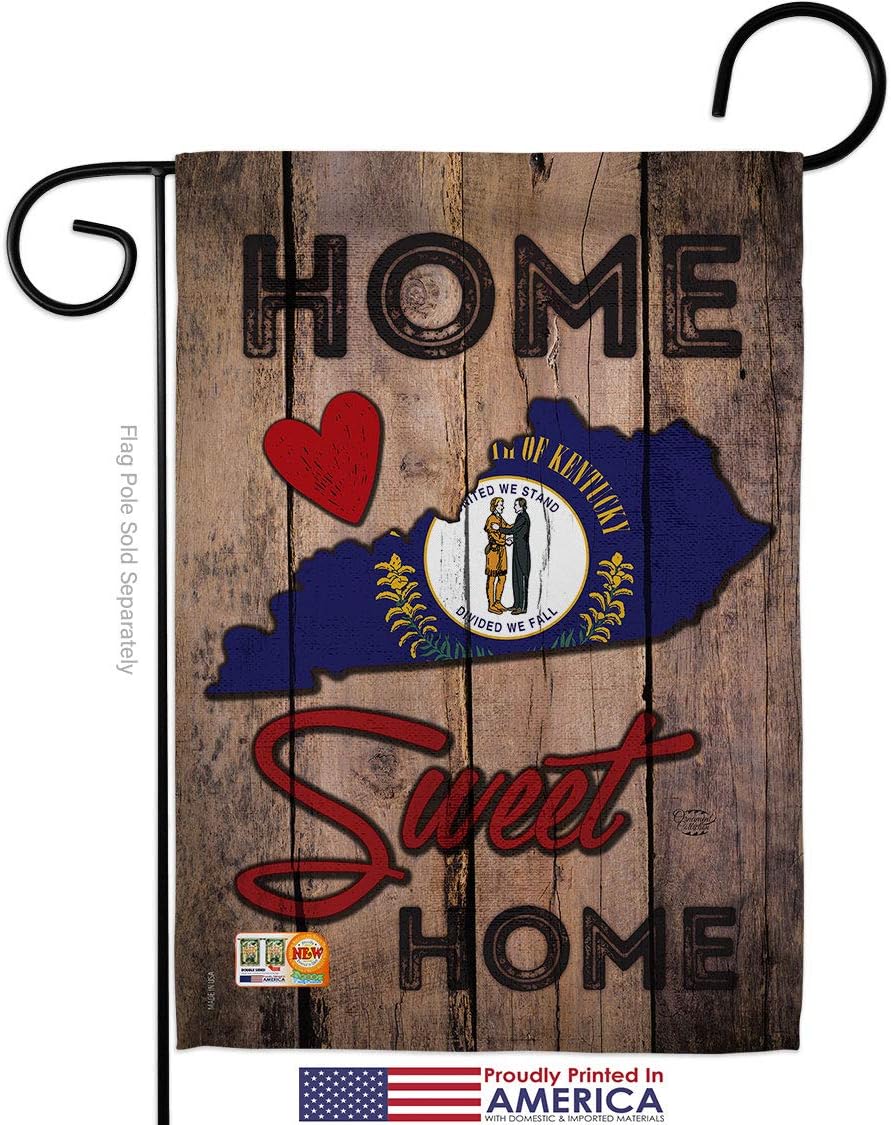 State Kentucky Home Sweet Garden Flag Set Wall Holder Americana States USA American Territories Republic Country Particular Area Small Decorative Gift Yard House Banner Made In 13 X 18.5