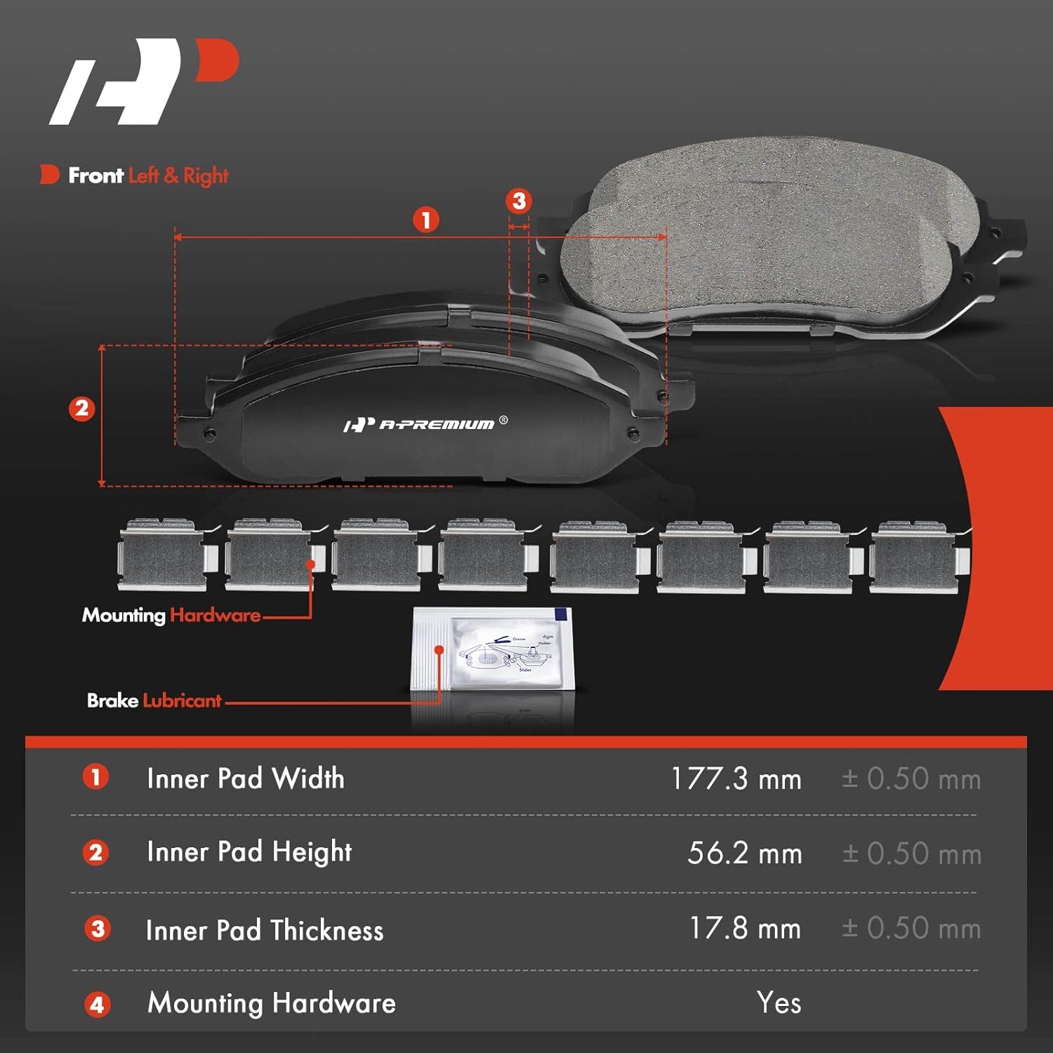 A-Premium Front Ceramic Brake Pads Set Compatible with Ford and Mercury Models - Freestar/Monterey 2004 2005 2006 2007, with Hardware, 4-Pack