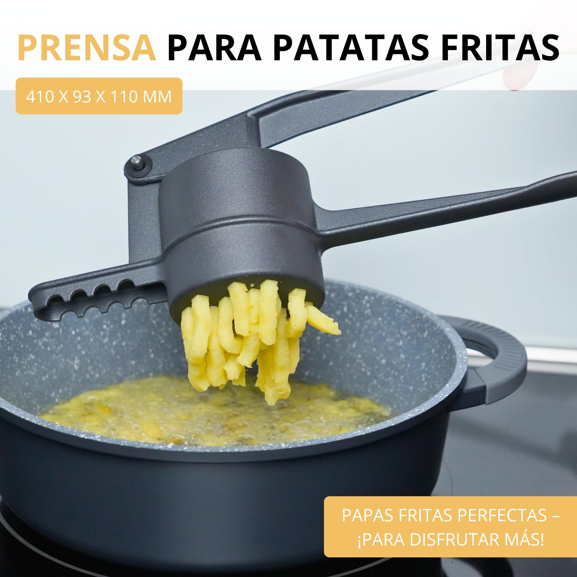Westmark French Fries Press Black Edition, Prensa para churros, prensa para patatas con revestimiento especial antideslizante, Para patatas, churros y patatas fritas, Antracita, 41 cm