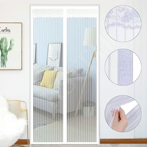 Miniatura 6 de Puerta de pantalla magnética, se cierra automáticamente sellado hacia arriba y hacia abajo cortina de malla magnética, no se necesita perforación,