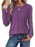 Long Sleeve Shirts for Women Fall Outfit 2026 Fashion Casual T Shirt Round Neck Basic Loose Tunic Tops