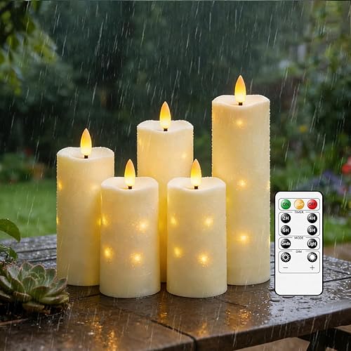 Miniatura 9 de Impermeable para exteriores, con temporizador y control remoto, paquete de 2 velas LED sin llama, velas que funcionan